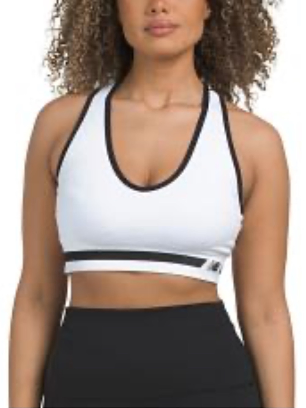 New Balance White & Black Medium Impact Seamless Ribbed Sports Bra Size Small